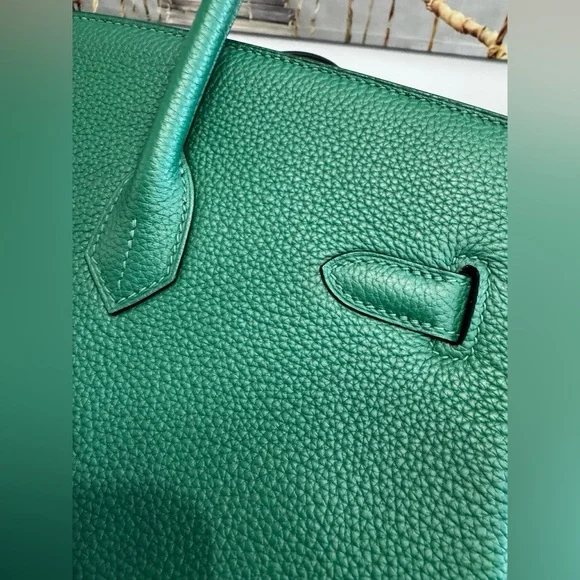 H birkin B35 custom bamboo green TOGO leather GHW gold hardware box dustbag NWOT - Picture 11 of 17